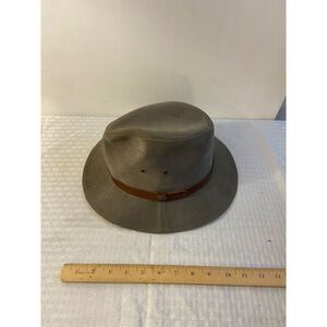 Vintage Fedora union tag top hat gray medium
